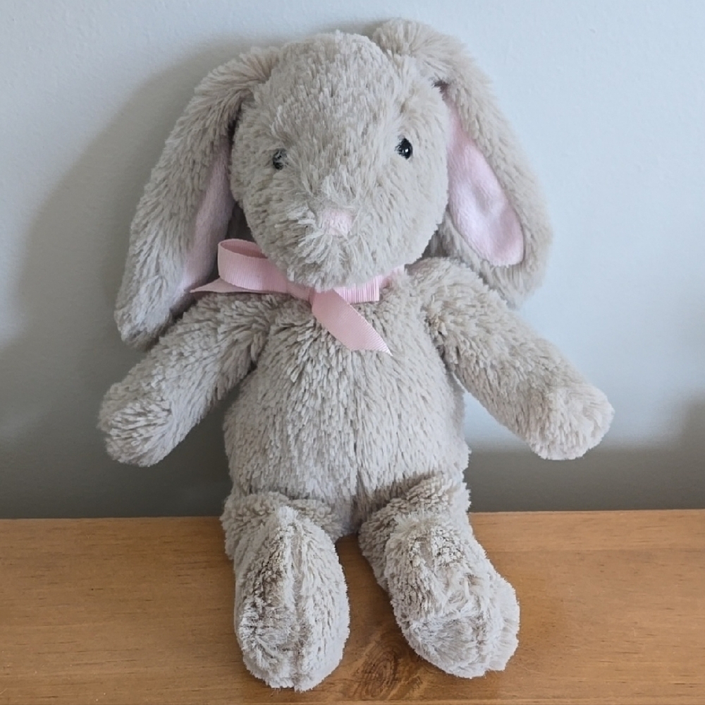 Soft Toupe & Pink Stuffed Rabbit with Floppy Ears By Pottery Barn. New Condition